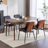 Dining Chairs Set Of 2 Mid Century Modern Retro Faux Leather Chair With Walnut Bentwood Back Upholstered Seat Metal Legs Adjustable Foot For Kitchen Dining Room Chairs - Nook & Nest