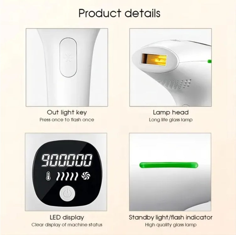 Professional Laser Epilator IPL Hair Removal Body Bikini Leg Depilatory Devic 900,000 Flashes 5 Levels Epilator Painless Electric Epilator Machine - Nook & Nest