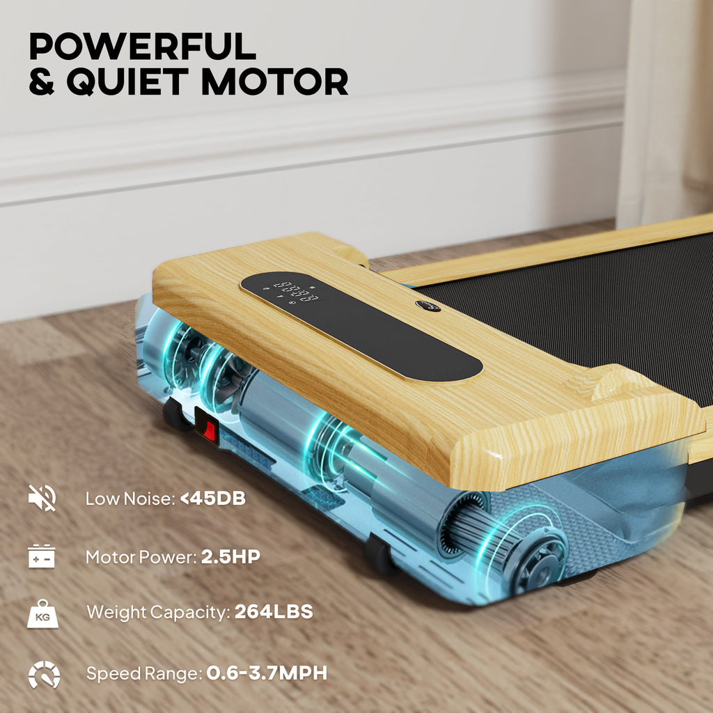 2.5HP Walking Pad, Under Desk Treadmill with Remote Control, Transport Wheels and LED Display for Home Gym Office - Nook & Nest
