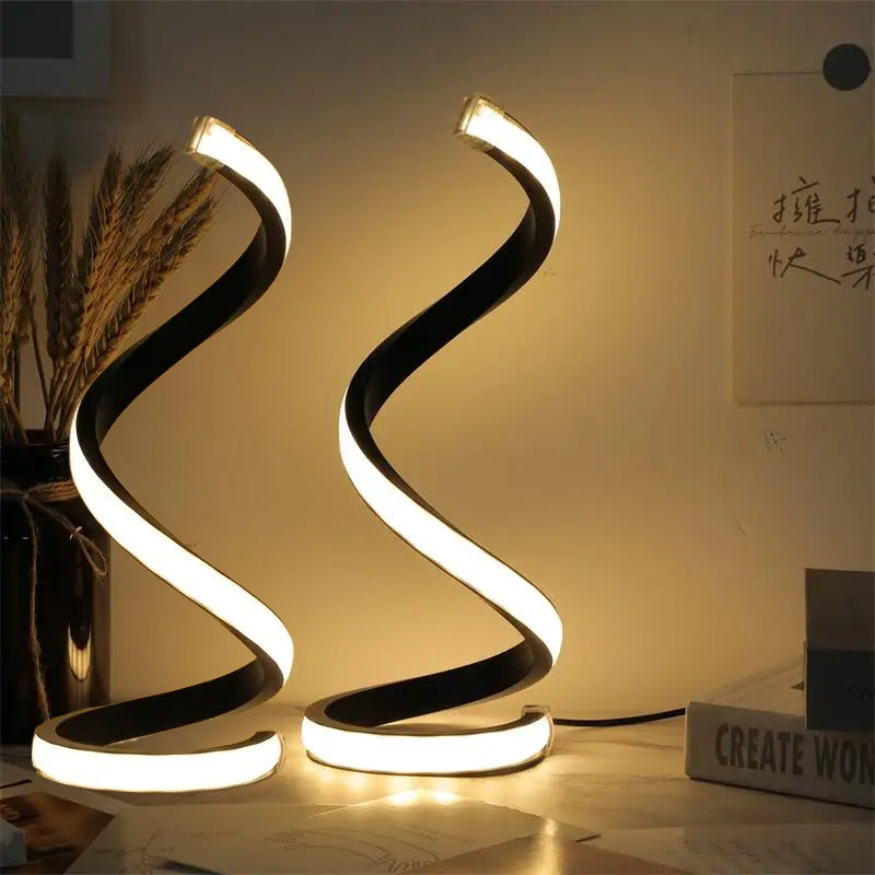 Transform Your Space with the Adjustable LED Desk Lamp – 2Pcs Creative Spiral Design - Nook & Nest