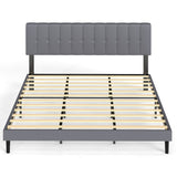 Platform Bed Frame with Padded Headboard and Storage Shelves - Nook & Nest