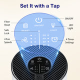 Air Purifier – H13 HEPA Filter, CADR 42m³/h, 4-Speed, Child Lock, 150× - Nook & Nest