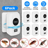 6-Pack Ultrasonic Insect Repellent - Dual Sound-Wave Tech, 3-Mode Switch, 32 - 120kHz Frequencies, Ideal For Full Home Coverage, Safe For Home With Kids - Plug-in Indoor Bug & Rodent Repeller - Nook & Nest