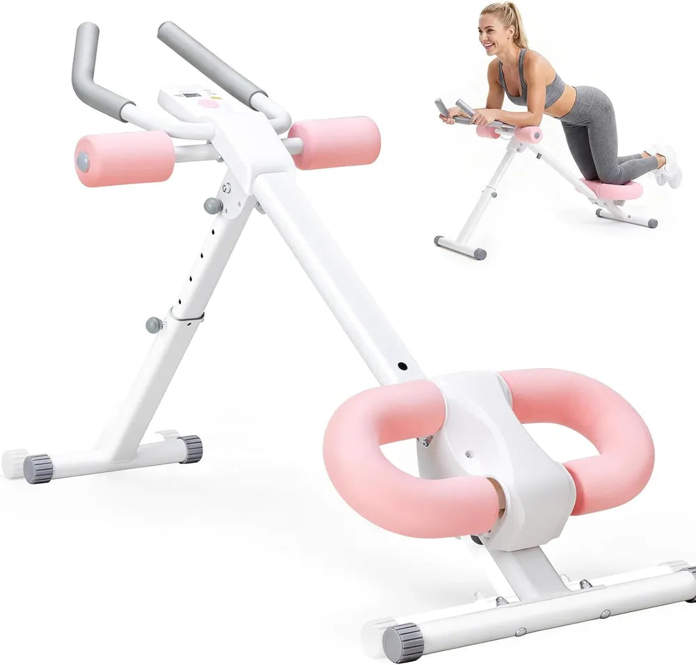Adjustable Ab Machine For Stomach Workout, Core Workout Equipment For Home Gym, Ab Trainer With 2 Incline & 5 Height Levels, Knee & Elbow Protection, 440LBS, LCD Display, Foldable - Nook & Nest