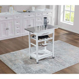 Stainless Steel Rolling Kitchen Cart – Wine Rack, Slide-Out Basket, Dr - Nook & Nest