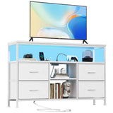 TV Stand with Drawers – LED Lights, Power Sockets, Up to 50 in - Nook & Nest