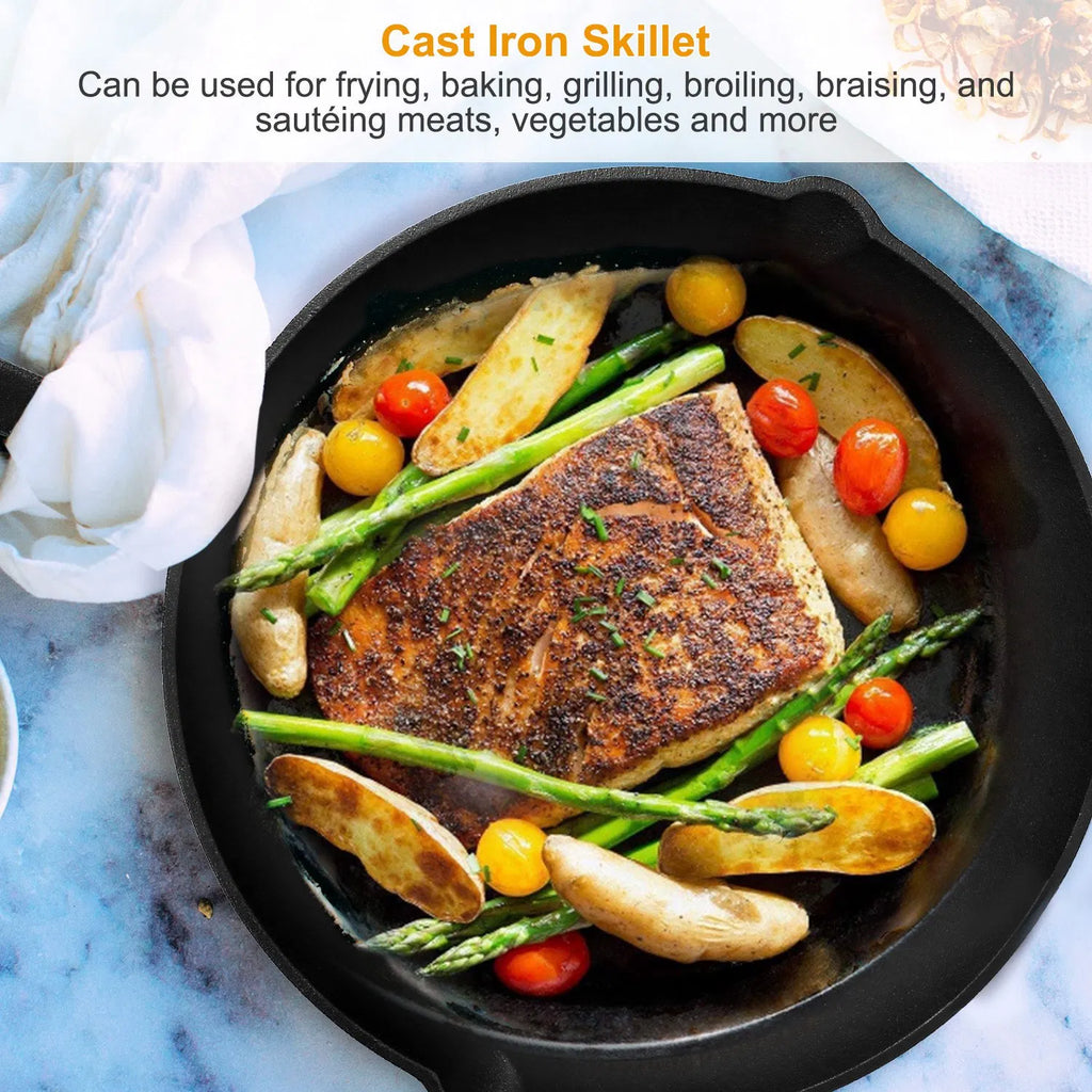 Transform Your Cooking with the Pre-Seasoned Cast Iron Skillet Set - 3-Piece Versatile Cookware - Nook & Nest