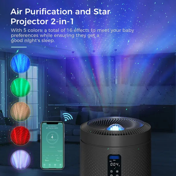 Transform Your Space with the Black Air Purifier with Star Projector - Nook & Nest
