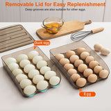 Stackable Egg Holder – Rolling 36-Egg Fridge Organizer with Lid, BPA-F - Nook & Nest
