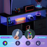 TV Stand with Drawers – LED Lights, Power Sockets, Up to 50 in - Nook & Nest