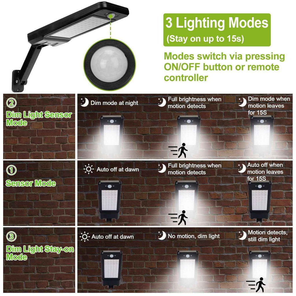 Outdoor Solar Motion Sensor Wall Light – 60 LED Security Light with Remote Control - Nook & Nest