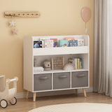 Kids Toy Organizer with Bins – 3 Removable Fabric Bins, Open Shelving, Nook & Nest