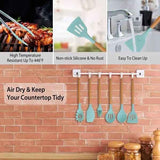 11-Piece Silicone Cooking Utensil Set with Wooden Handles - Nook & Nest
