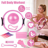14Pcs All-in-One Pilates Kit, Pilates Ring Yoga Ball Resistance Bands Set With Carry Bag, Full Body Workout Equipment For Home Gym Travel - Nook & Nest