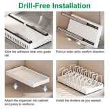 Pull-Out Pots and Pans Organizer – Damping Rails, 8 Dividers, 44 lb, N - Nook & Nest