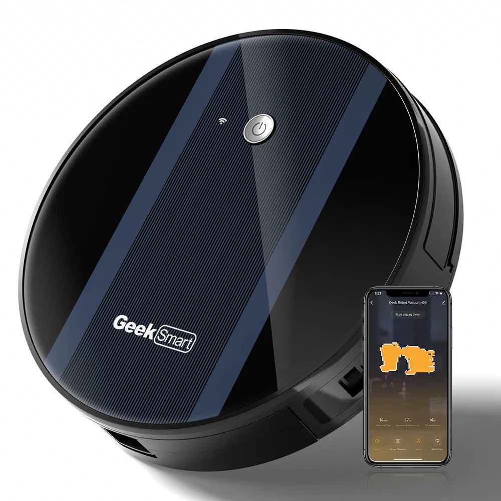 Geek Smart G6 Robot Vacuum; Ultra-Thin; 1800Pa Strong Suction; Automatic Self-Charging; App Control; Custom Cleaning; Great For Hard Floors To Carpets(Banned From Selling On Amazon) - Nook & Nest
