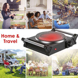Portable Electric Hot Plate – 1000W Single Burner, 5 Heat Settings - Nook & Nest