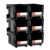 Large Stackable Storage Bins – 6-Pack, Front-Open, Polypropylene, Labe - Nook & Nest