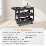 3-Shelf Utility Cart with Wheels – Black - Nook & Nest
