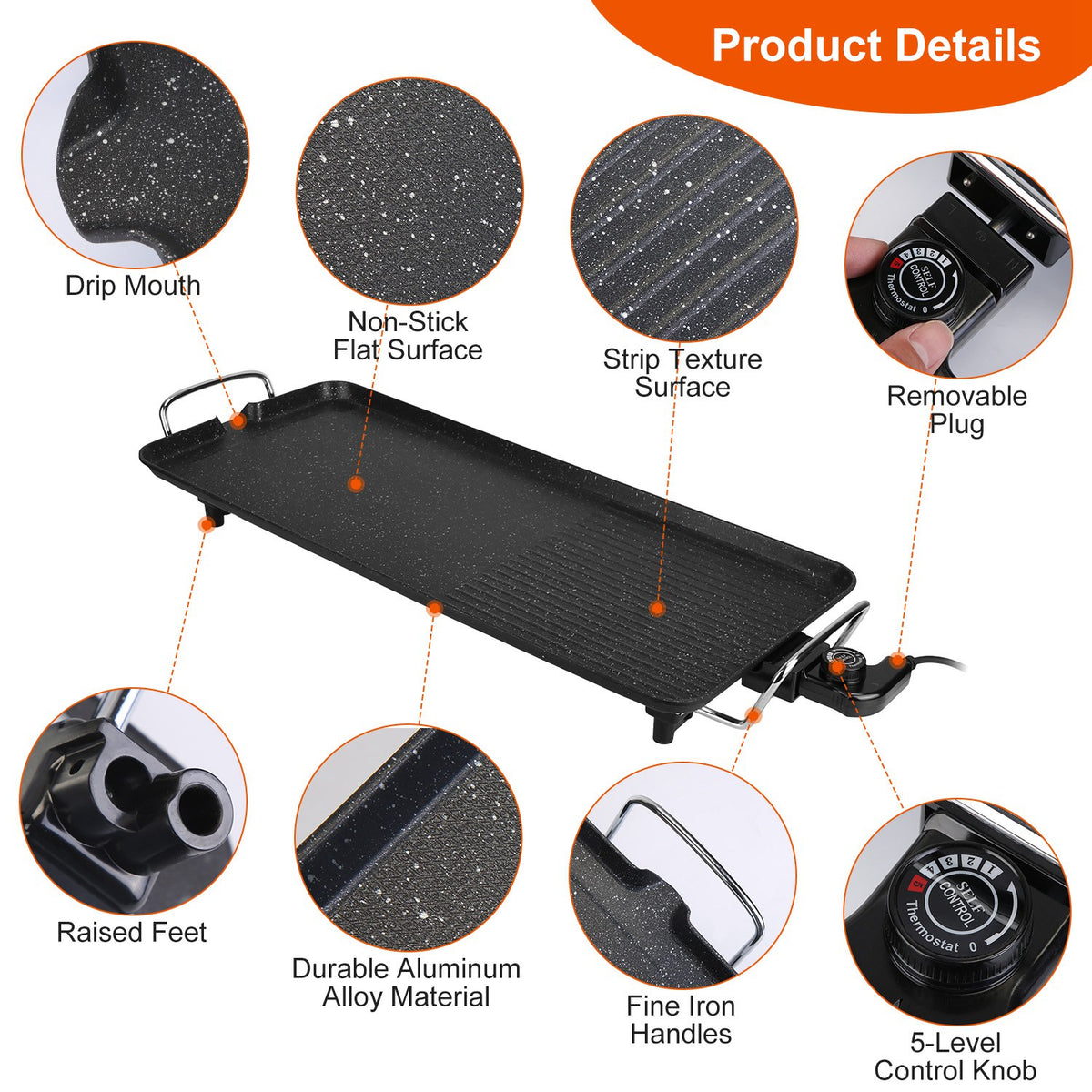 Electric BBQ Grill Griddle, Non Stick Table Top - Nook & Nest