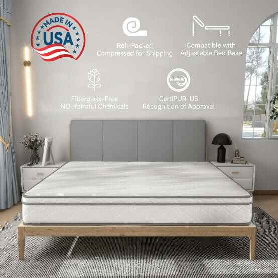 Elevate Your Comfort with Our 12 Inch Hybrid Mattress with Gel Memory Foam - Nook & Nest