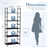 5-Tier Open Bookshelf – Display Storage, Black or Rust - Nook & Nest