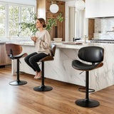 Adjustable Swivel Bar Stools – Set of 2, 360° Swivel, Backrest, Height - Nook & Nest