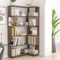 Elevate Your Space with Our Freestanding Corner Bookshelf – Dark Brown MDF - Nook & Nest
