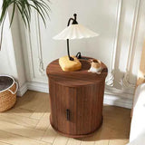 Round Mid-Century Nightstand – USB Charging & 2-Tier Storage - Nook & Nest