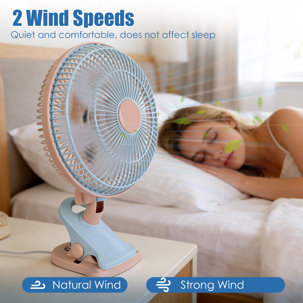 8.66-Inch Clip-On Fan with 2 Speeds and Oscillation - Nook & Nest