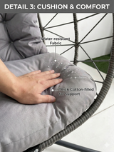 Double Hanging Egg Chair with Stand – 2-Person, HDPE Wicker, Cushioned - Nook & Nest