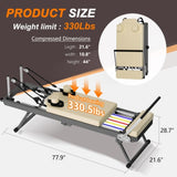 Foldable Pilates Reformer Machine For Home Gym Workout, Foldable Pilates Equipment With High Strength Alloy Springs For Beginners, Up To 330lbs - Nook & Nest