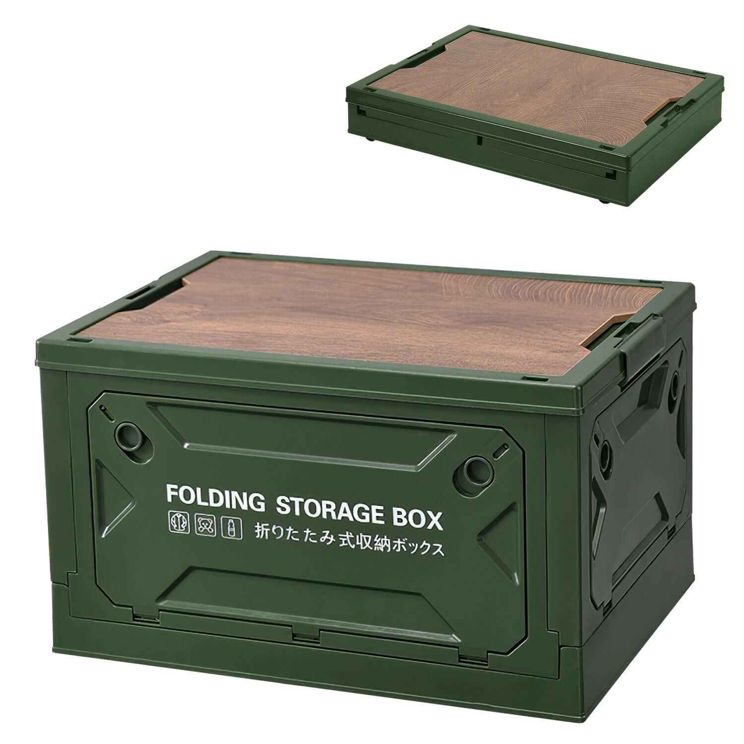 Collapsible Storage Crate with Wood Lid – Ultimate 41 QT Storage Solution with Wheels - Nook & Nest