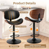 Adjustable Swivel Bar Stools – Set of 2, 360° Swivel, Backrest, Height - Nook & Nest