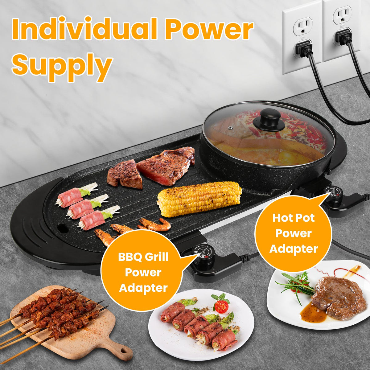 2200W Electric Hot Pot with Grill - Nook & Nest