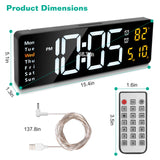 15.7-Inch LED Digital Wall Clock with Remote - Nook & Nest