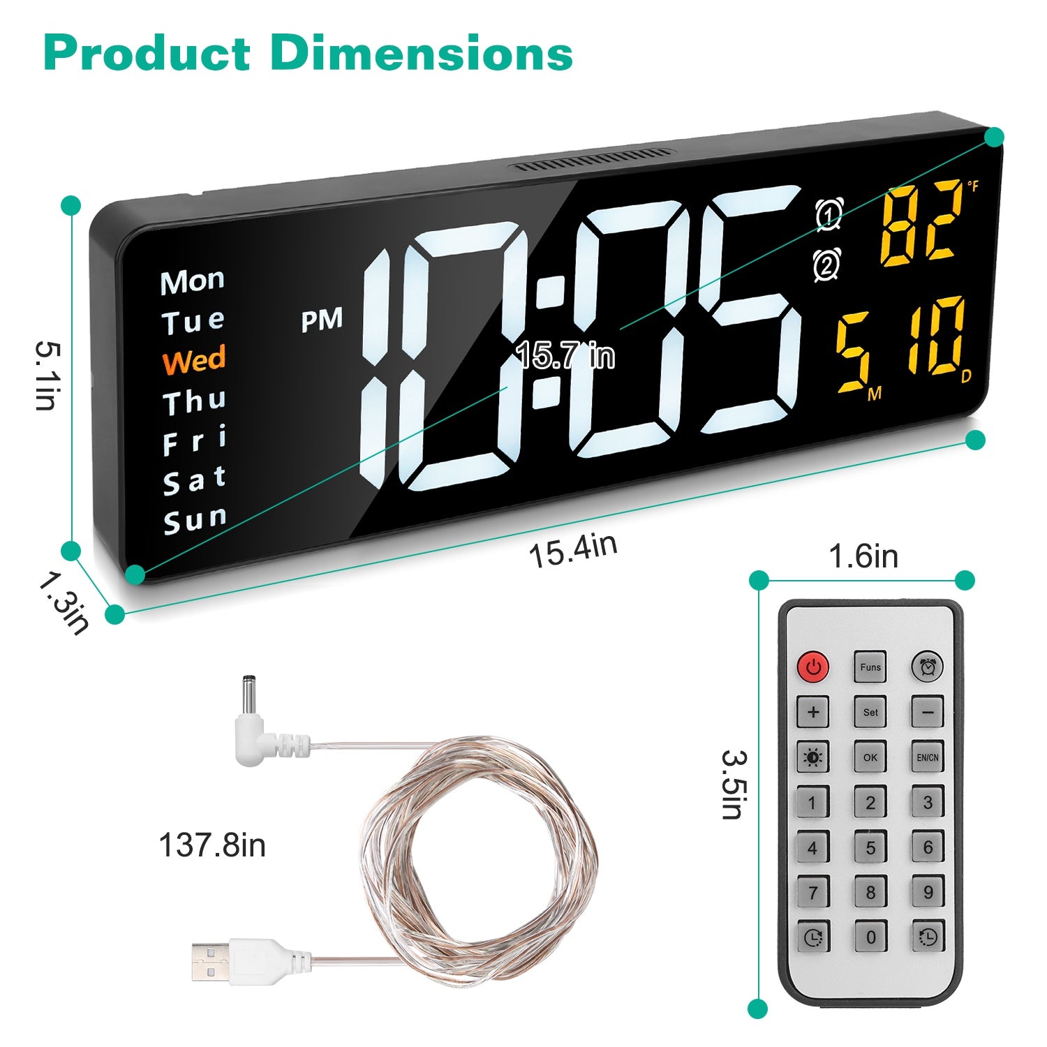 Transform Your Space with the 15.7in LED Digital Wall Clock – Ultimate Home Gadget - Nook & Nest