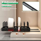 Pull-Out Pots and Pans Organizer – Damping Rails, 8 Dividers, 44 lb, N - Nook & Nest