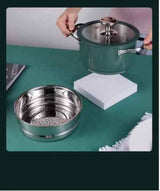 Ceramic Coated Cookware Set – 4 Pieces with Lids, Steamer, Induction C - Nook & Nest