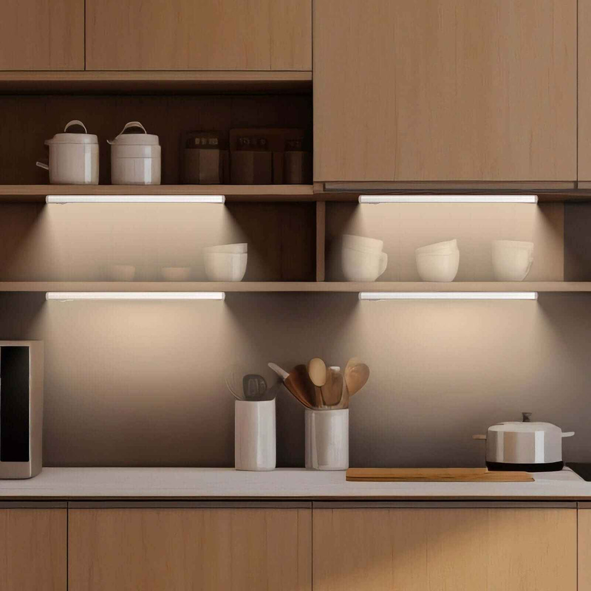 Illuminate Your Space with Motion Sensor LED Under Cabinet Lights – 5 Pack, Battery Operated - Nook & Nest