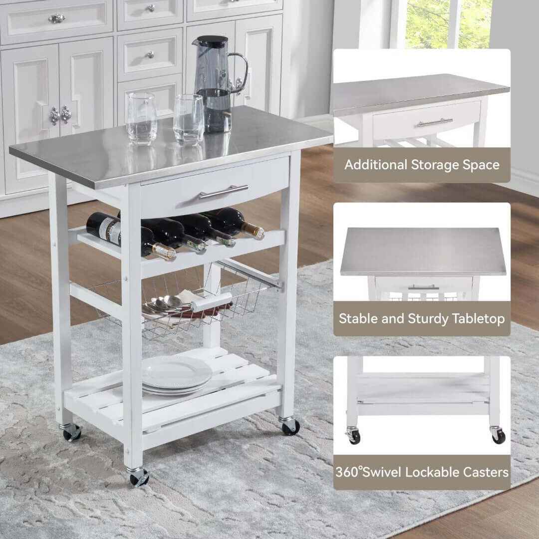 Transform Your Cooking Experience with Our Stainless Steel Rolling Kitchen Cart - Nook & Nest