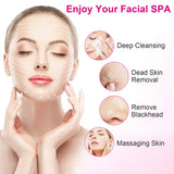 Pink Facial Cleansing Brush with 5 Heads and 360° Rotation - Nook & Nest