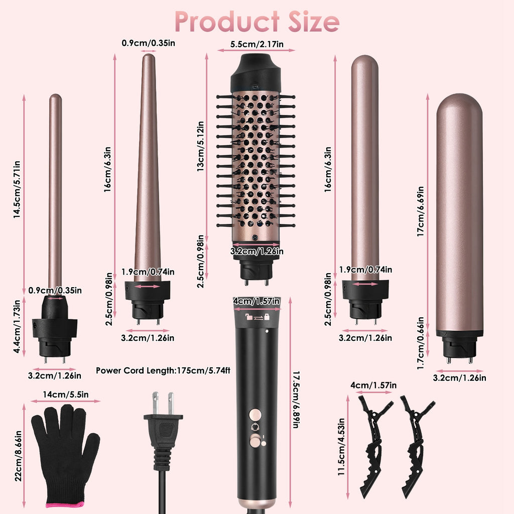 5-in-1 Curling Wand Set with 4 Barrels and Styling Brush - Nook & Nest