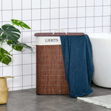 Collapsible Bamboo Laundry Hamper with Lid – 2-Section, 26.4 Gal, Remo - Nook & Nest
