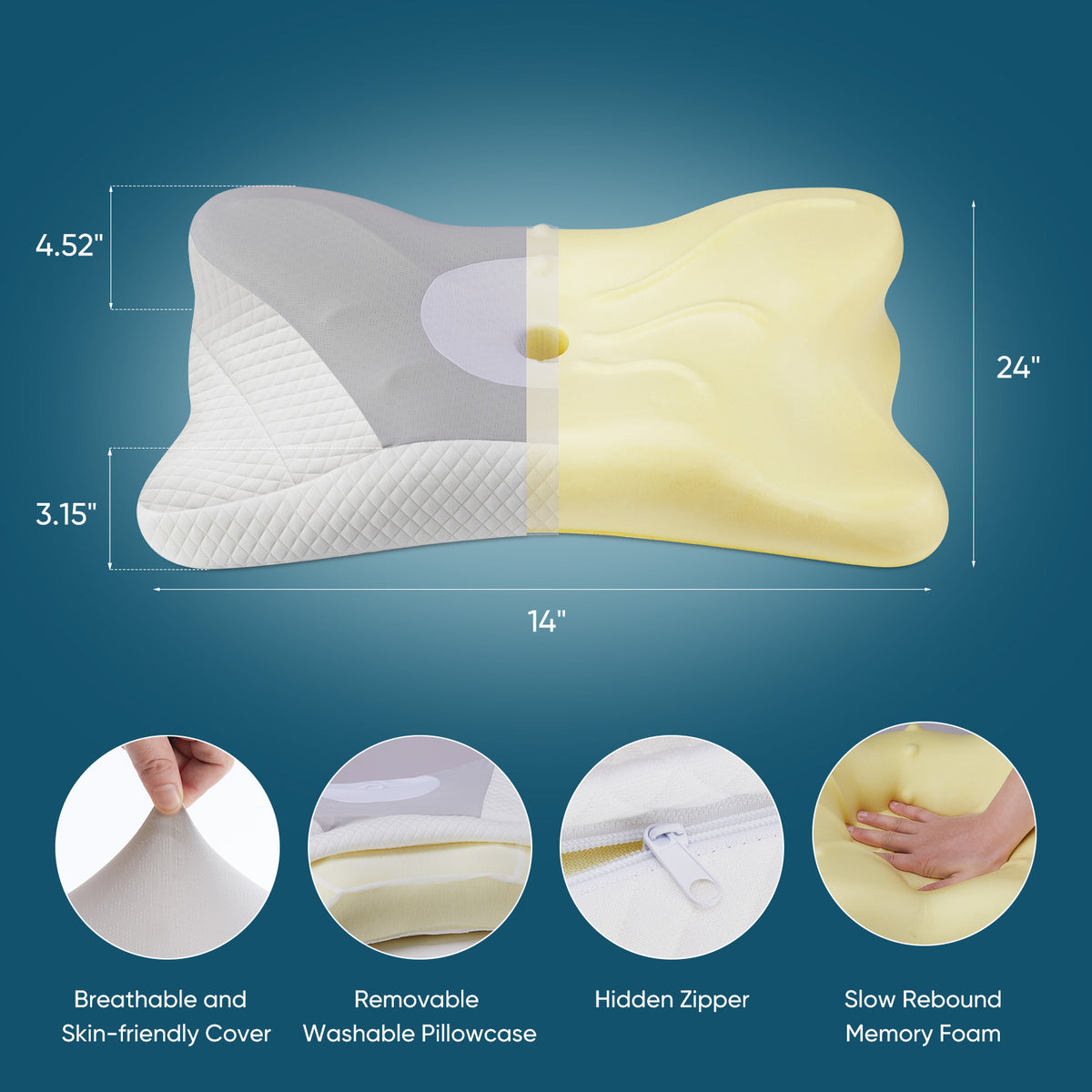Ergonomic Neck Support Pillow for Pain-Free Sleep and Relaxation - Nook & Nest