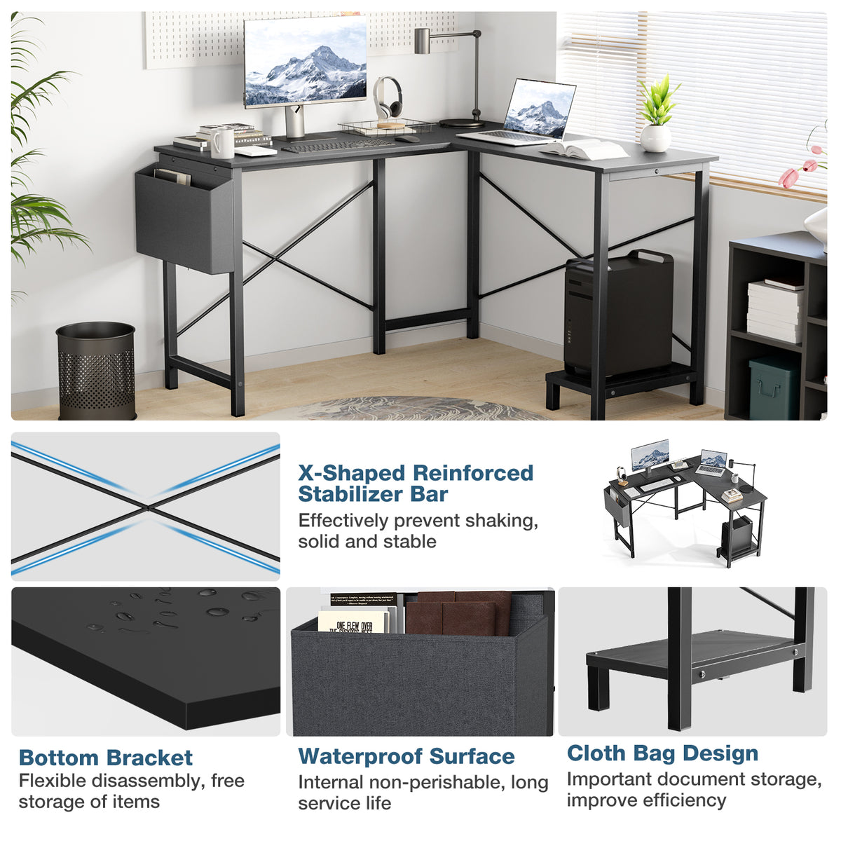 Elevate Your Productivity with Our L-Shaped Computer Desk for Home Office - Nook & Nest