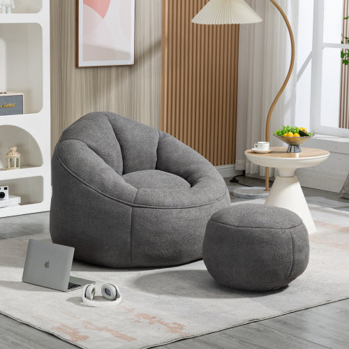Bean Bag Sofa Chair with Footrest, Grey - Nook & Nest