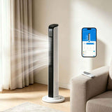 White 42-Inch Bladeless Tower Fan with Remote - Nook & Nest