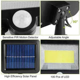 Motion Sensor Solar Wall Light – 100 LED, IP65 Waterproof, Black - Nook & Nest