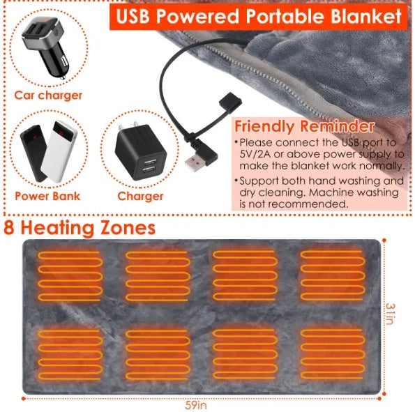 Stay Cozy Anywhere with Our USB Heated Blanket - Perfect for Home or Office - Nook & Nest